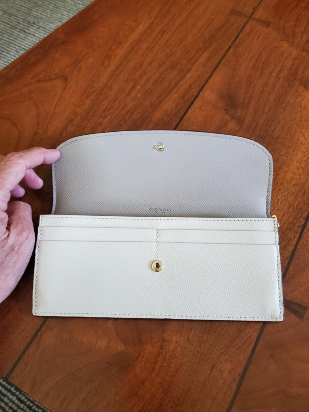 Coach Taupe/Cream  Leather Slim Envelope Continental Wallet F52845 - Picture 5 of 11